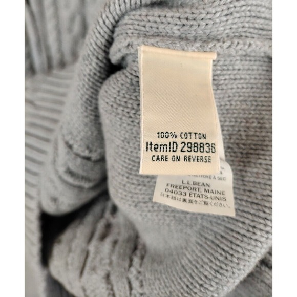 LL Bean Womens Sweater Medium Gray Long Sleeve Cable Knit Long Sleeve Cottage - Picture 7 of 9